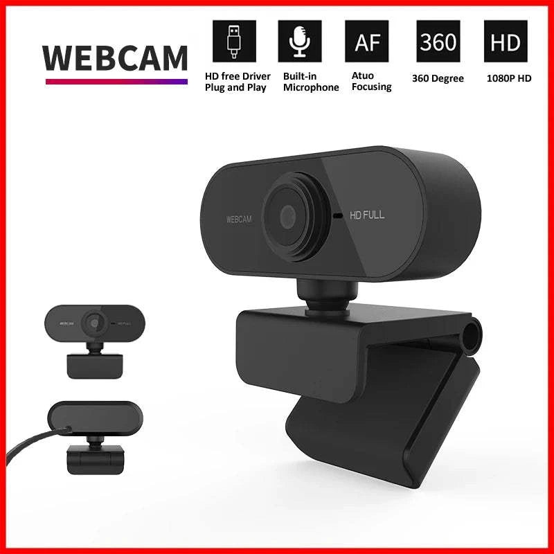 1080P HD Mini Webcam with Microphone, USB Interface Supports Laptop Desktop Computer, Suitable for Live Video Call Conference