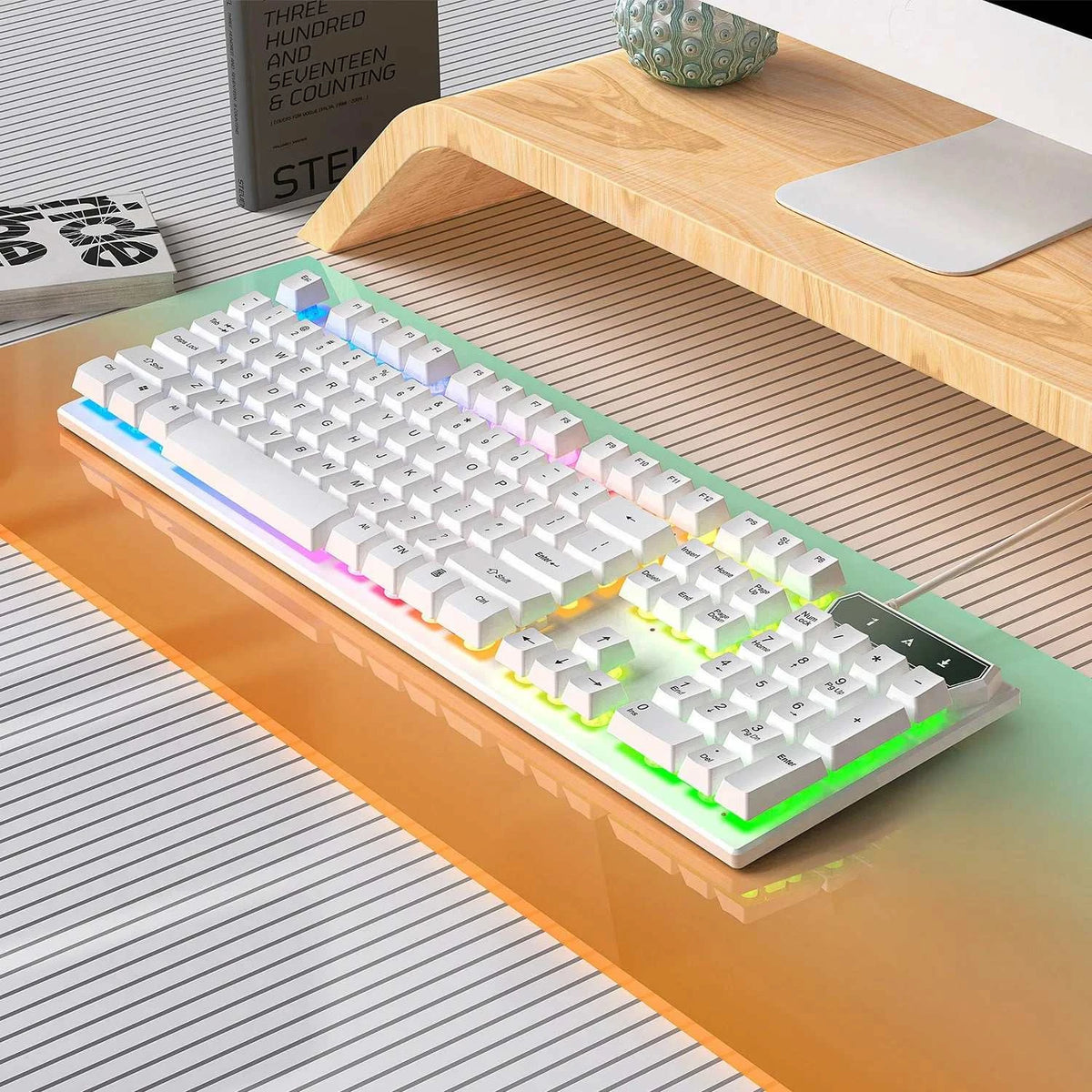 V4G6 Wired Office Laptop Luminous Keyboard And Mouse Set Game Keyboard And Mouse Computer Mechanical Feel