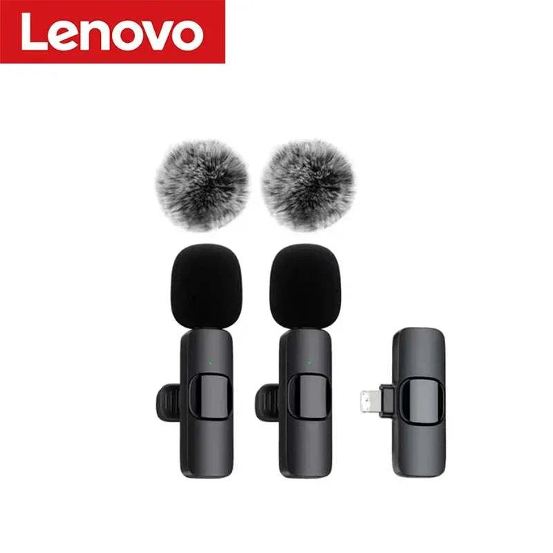 Lenovo Bluetooth 5.3 Mini Portable Wireless Lavalier Microphone for Live Broadcast Gaming Audio Video Recording iPhone Android