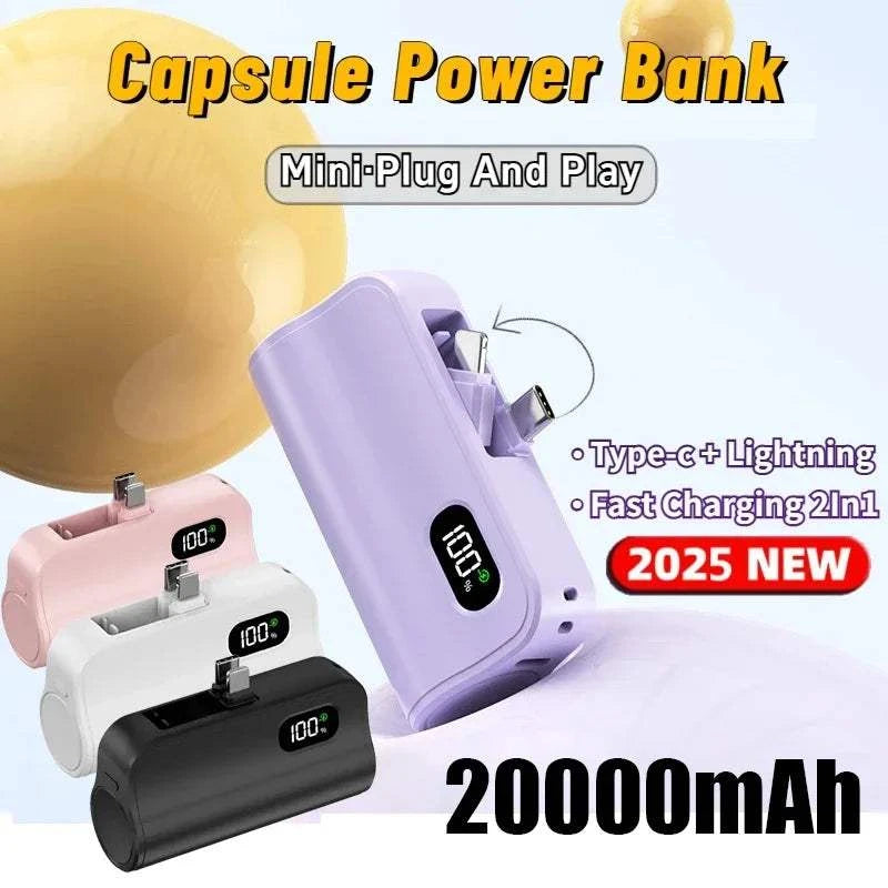 10000mAh Mini Power Bank Portable Charger Mobile Phone External Battery Capsule Powerbank for IPhone Huawei Xiaomi Built in Plug