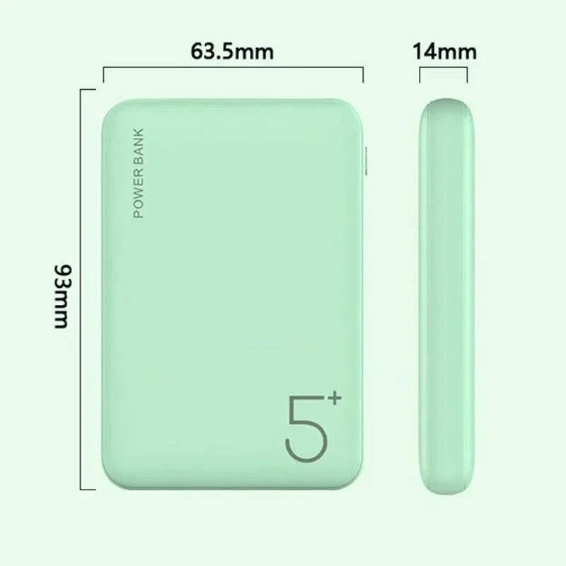5000mAh Slim Portable Power Bank Dual USB Type C Fast Charging External Battery For iPhone Xiaomi Huawei Mobile Phone