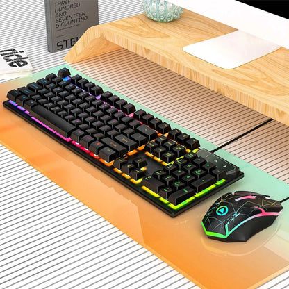 V4G6 Wired Office Laptop Luminous Keyboard And Mouse Set Game Keyboard And Mouse Computer Mechanical Feel
