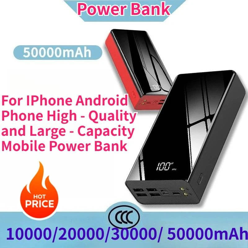 50000mAh 30000mAh 20000mAh 10000mAh Power Bank for IPhone Android Phone High - Quality and Large - Capacity Mobile Power Bank