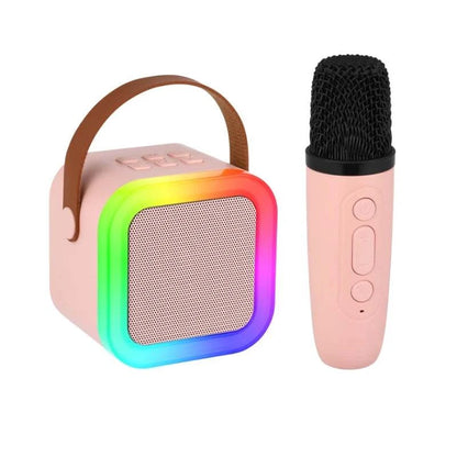 Dual Wireless Microphone Karaoke Machine Portable Bluetooth Speaker RGB Lights Voice Change Support  USB/TF/AUX for Adults Kids