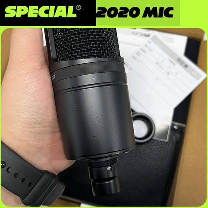 AT2020 Cardioid Condenser XLR Microphone for Studio Recording Podcast Vocal Live Streaming Professional Broadcasting Mic