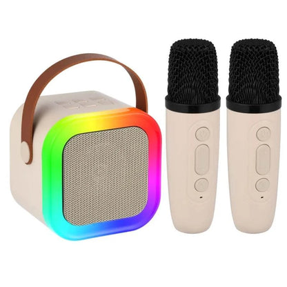 Dual Wireless Microphone Karaoke Machine Portable Bluetooth Speaker RGB Lights Voice Change Support  USB/TF/AUX for Adults Kids