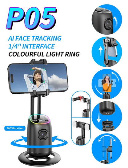 AI Smart Gimbal 360° Auto Follow-Up Face Tracking Gimbal All-in-one Phone Holder For smartphone video Live Stabilizer Tripod