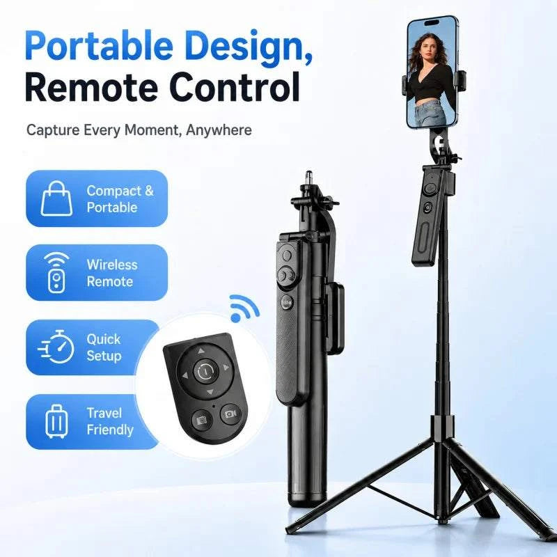 AI Face Tracking Selfie Stick Gimbal Stabilizer, Bluetooth Extendable Phone Tripod with 4-Axis Anti-Shake, Fill Light, Smart Aut