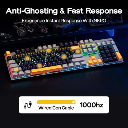 AULA S500 100% Layout Wired Mechanical Gaming Keyboard 104 Keys Ergonomic RGB Backlight PBT Keycaps for PC E-sports Gamer