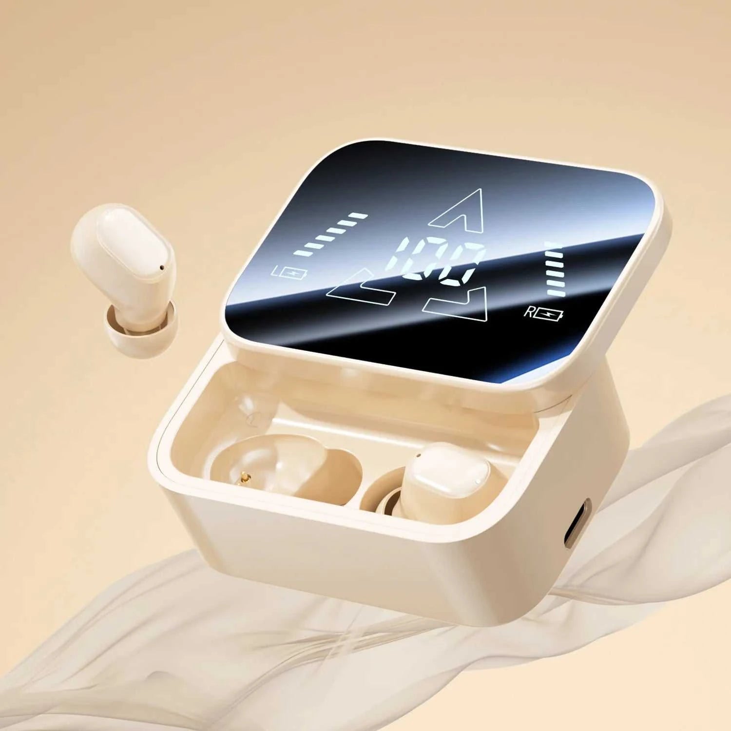 Bluetooth 6.0 In-Ear Headphones with Large Screen Display, Dual Mode Audífonos, Zero Latency Earphones for Gaming &amp; Music
