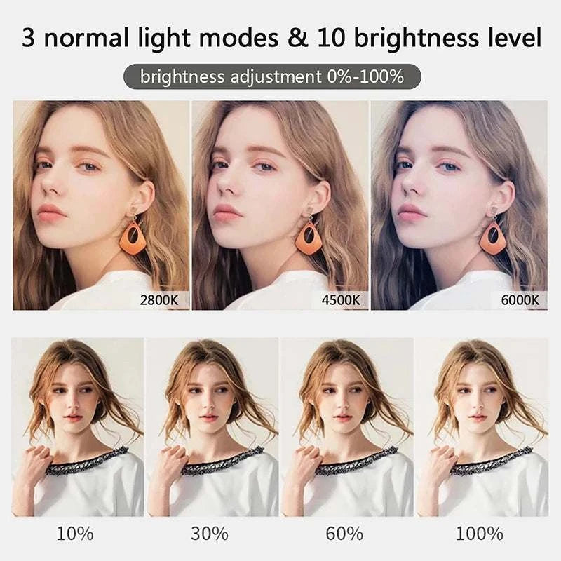 10" LED Selfie Ring Light Dimmable Led Photography RingLight With Tripod Mini Phone Stand for Tiktok Video Live Makeup Fill Lamp