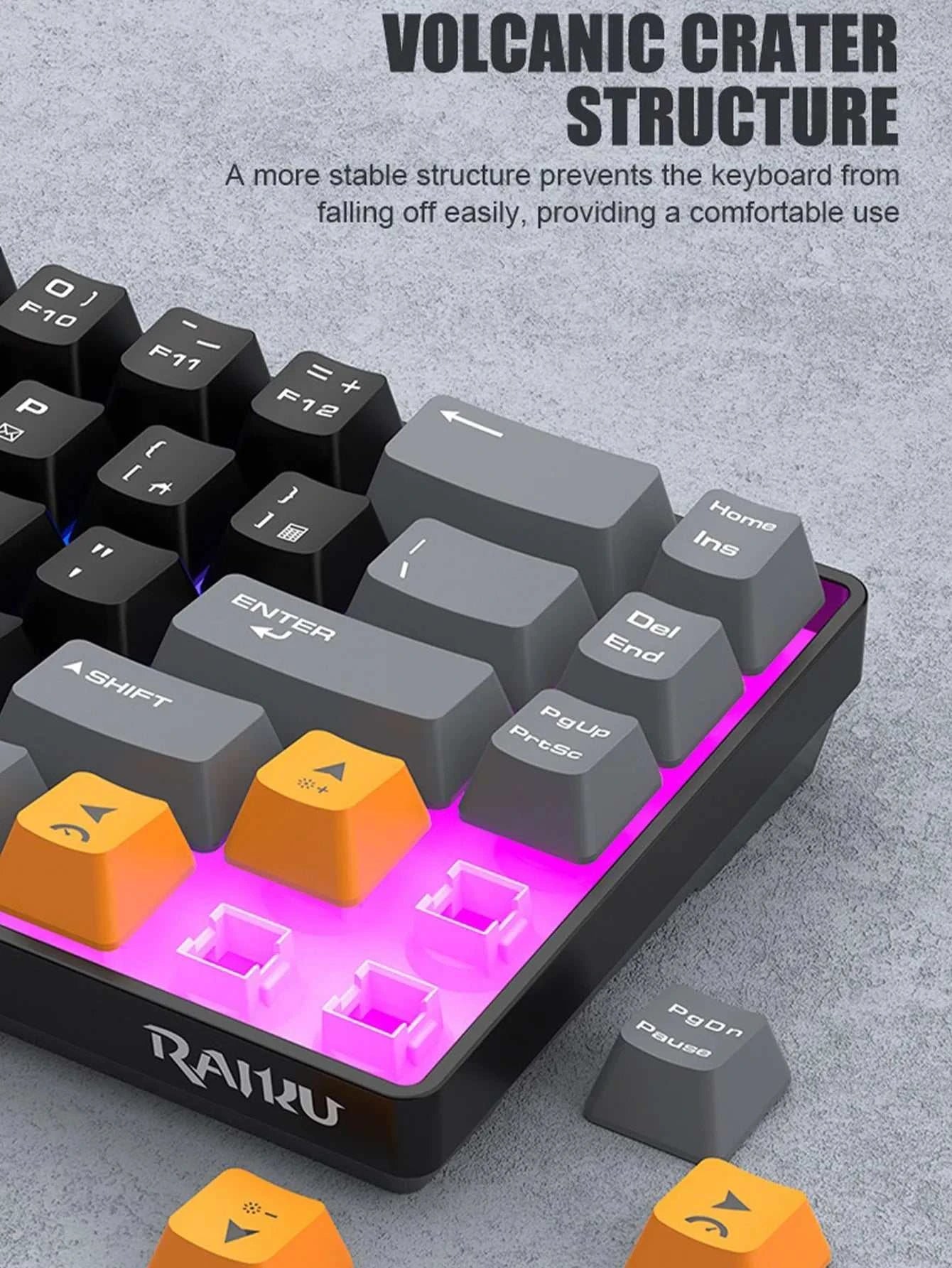 68-Key Mini Mechanical Usb Wired Gaming Keyboard, RGB Backlit Multi-Color, for Windows PC/Desktop/Laptops
