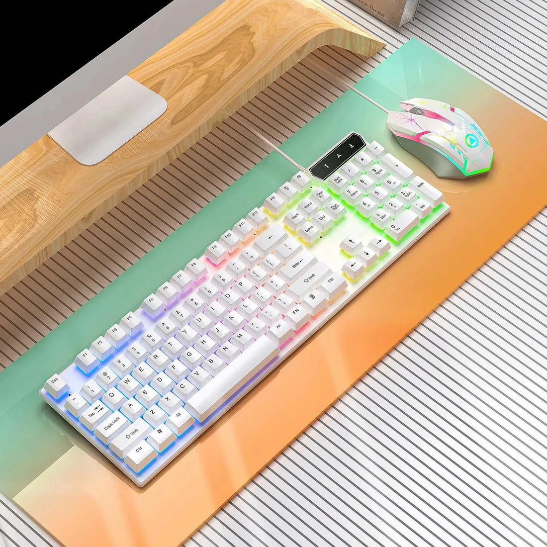 V4G6 Wired Office Laptop Luminous Keyboard And Mouse Set Game Keyboard And Mouse Computer Mechanical Feel