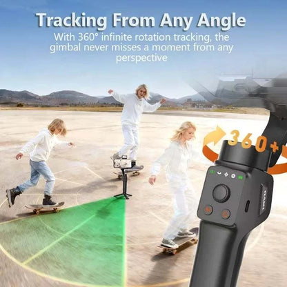 QAML S6 3-Axis Gimbal Gesture Control &amp; Fill Light for Smooth Vlogs, Streams &amp; Selfies. Compact &amp; Durable, Perfect for Creator