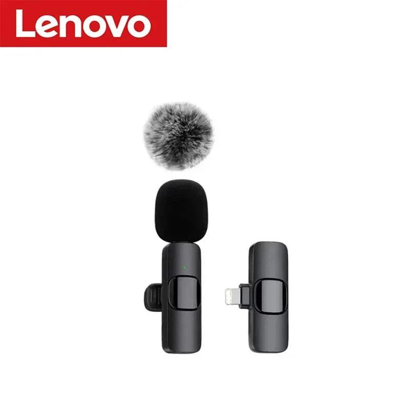 Lenovo Bluetooth 5.3 Mini Portable Wireless Lavalier Microphone for Live Broadcast Gaming Audio Video Recording iPhone Android