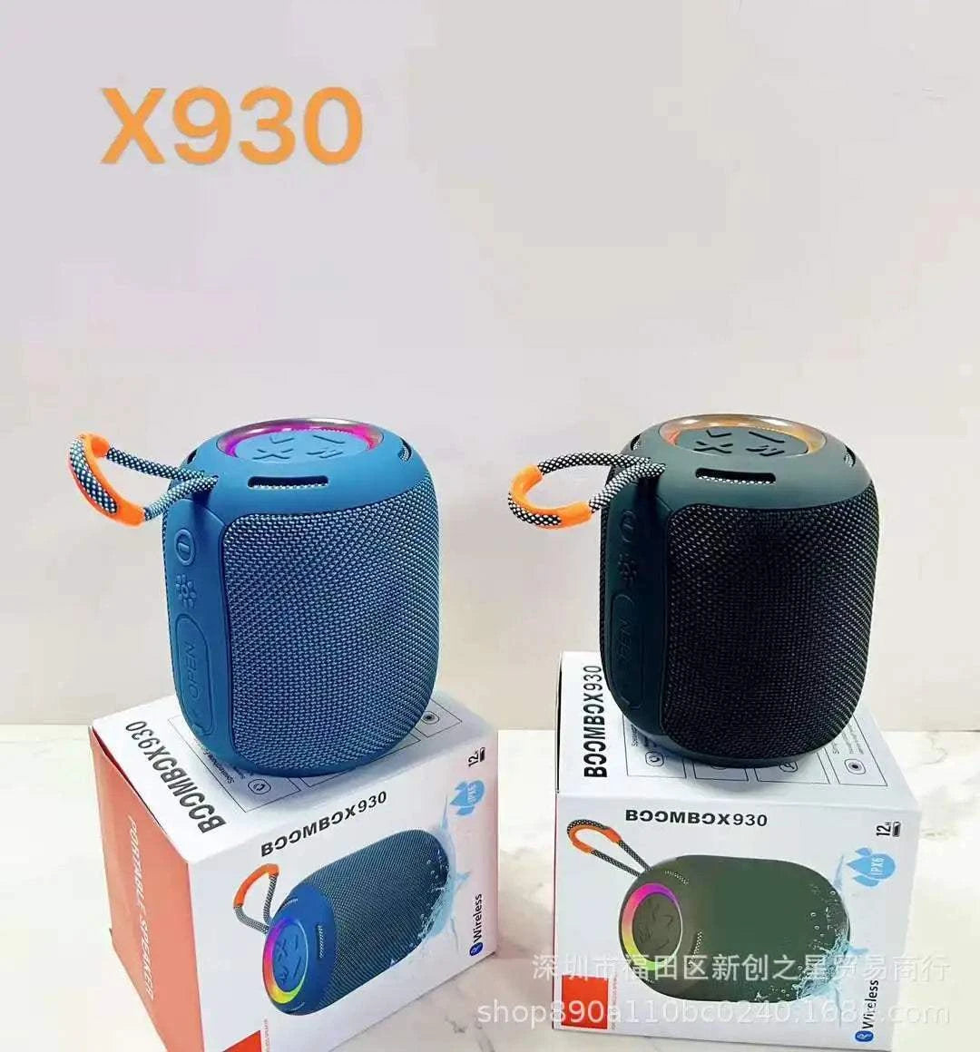 Mini Bluetooth Speaker BOOMBOX X930 Colorful Light Wireless 360° Sound With XBass Fabric Lanyard Subwoofer Portable