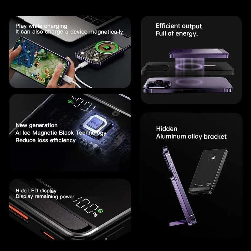 Transparent Wireless Charger 20000mAh Magnetic Portable Powerbank 22.5W Quick Charge Mobile External Charger for Smart Phones