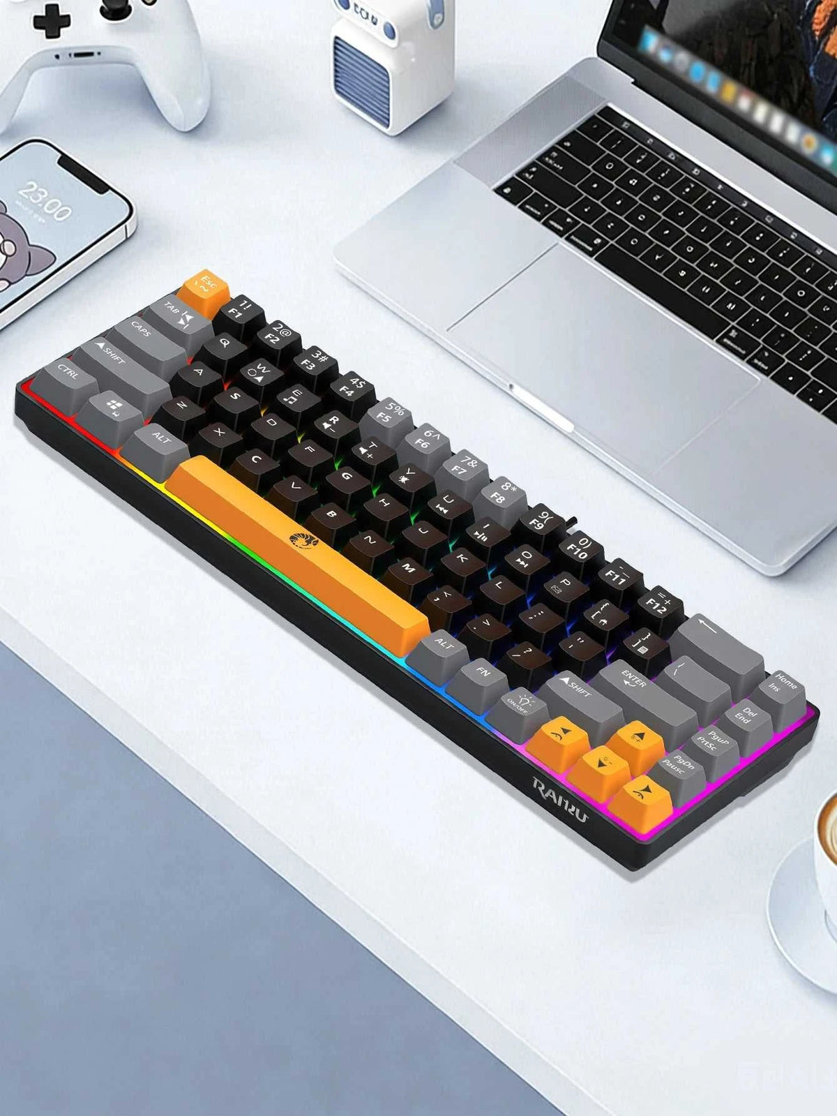 68-Key Mini Mechanical Usb Wired Gaming Keyboard, RGB Backlit Multi-Color, for Windows PC/Desktop/Laptops
