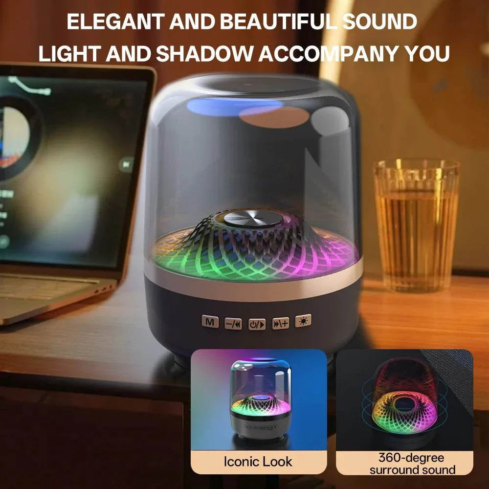 New Glass Colorful Light Atmosphere Bluetooth Speaker Home Computer Small Heavy Bass Home Transparent