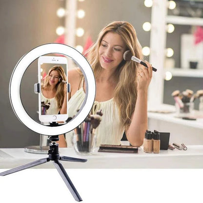 10" LED Ring Light with Tripod Stand Dimmable for Makeup &amp; Live Streaming