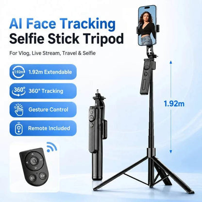 AI Face Tracking Selfie Stick Gimbal Stabilizer, Bluetooth Extendable Phone Tripod with 4-Axis Anti-Shake, Fill Light, Smart Aut