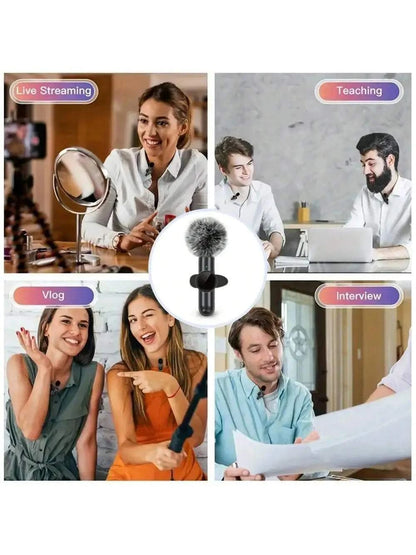 Wireless lavalier microphone, mini microphone, suitable for mobile live streaming, video recording and recording