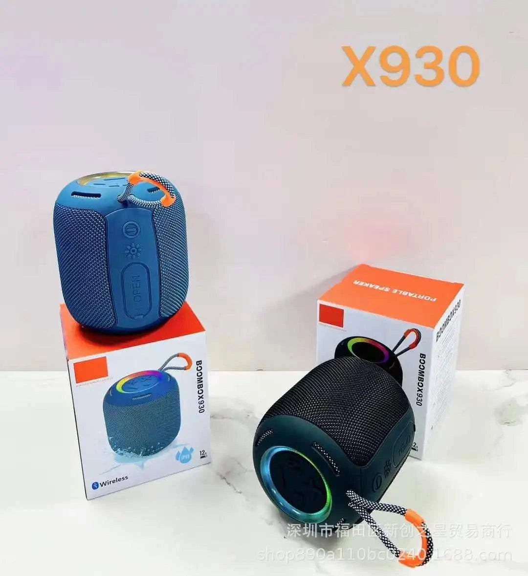 Mini Bluetooth Speaker BOOMBOX X930 Colorful Light Wireless 360° Sound With XBass Fabric Lanyard Subwoofer Portable