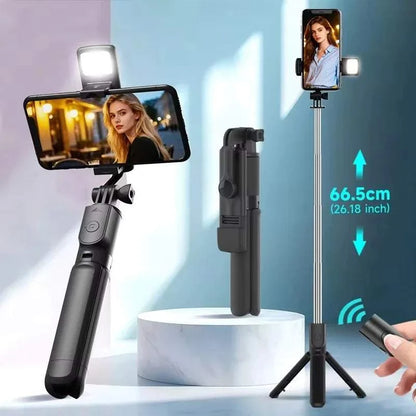 Phone Selfie Stick Tripod Bluetooth Remote Wireless Selfi Stick Phone Holder With Beauty LED Fill Light For Phone Live Streaming