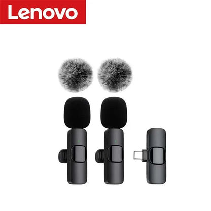Lenovo Bluetooth 5.3 Mini Portable Wireless Lavalier Microphone for Live Broadcast Gaming Audio Video Recording iPhone Android