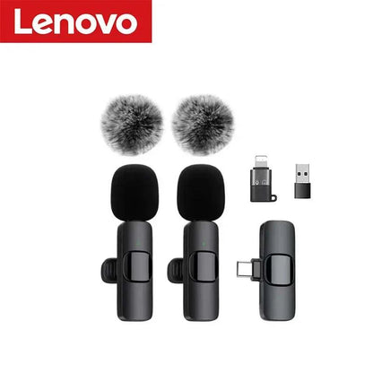 Lenovo Bluetooth 5.3 Mini Portable Wireless Lavalier Microphone for Live Broadcast Gaming Audio Video Recording iPhone Android