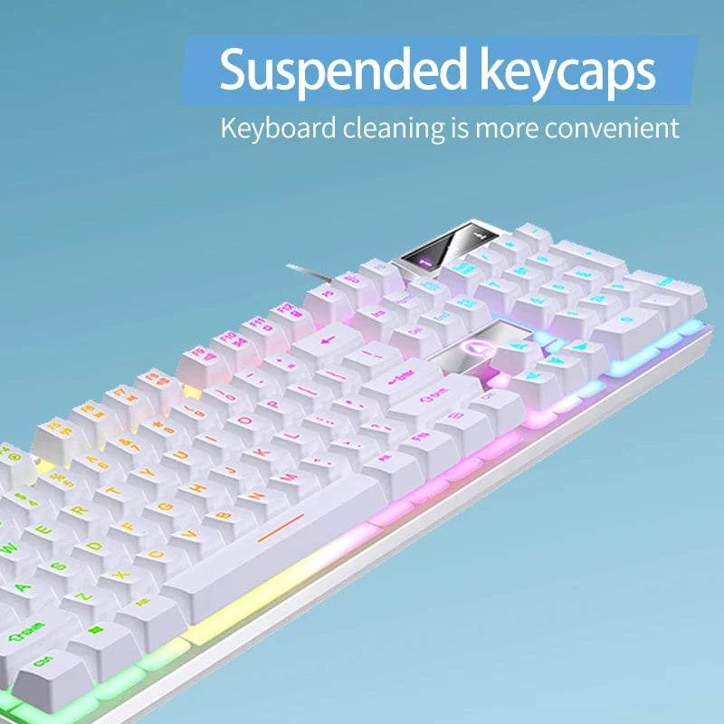 Wired Backlit Keyboard and Mouse Combo USB Ergonomic Mechanical Feel Gaming Office Keyboard Mouse Set for Desktop Laptop PC Home