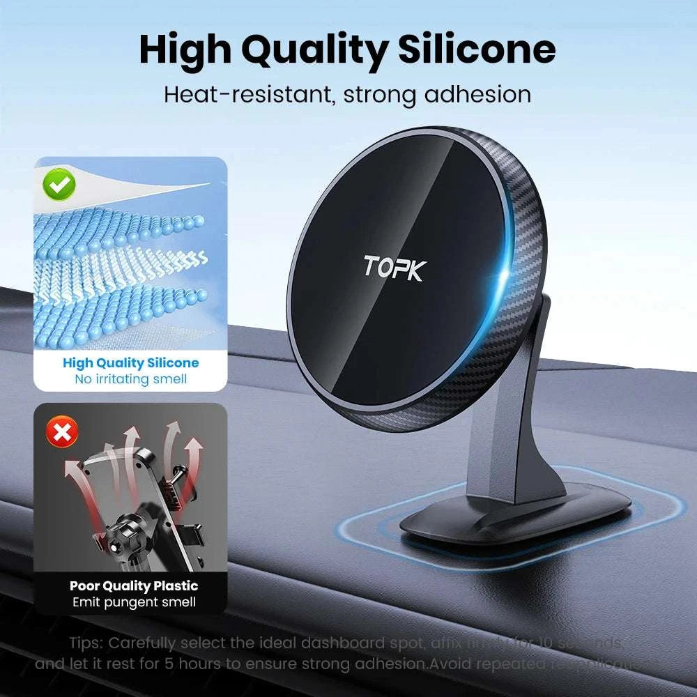 TOPK for MagSafe Car Phone Holder Mount Strong Magnet Magnetic Phone Holder for Car Hands Free iPhone Car Phone Holder Mount