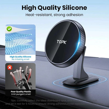 TOPK for MagSafe Car Phone Holder Mount Strong Magnet Magnetic Phone Holder for Car Hands Free iPhone Car Phone Holder Mount