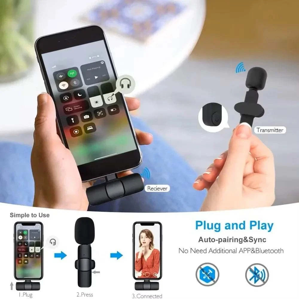 Lenovo Bluetooth 5.3 Mini Portable Wireless Lavalier Microphone for Live Broadcast Gaming Audio Video Recording iPhone Android