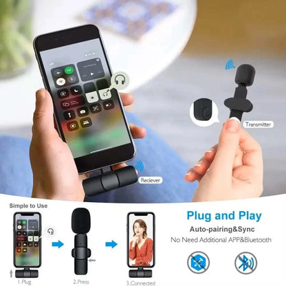 Lenovo Bluetooth 5.3 Mini Portable Wireless Lavalier Microphone for Live Broadcast Gaming Audio Video Recording iPhone Android