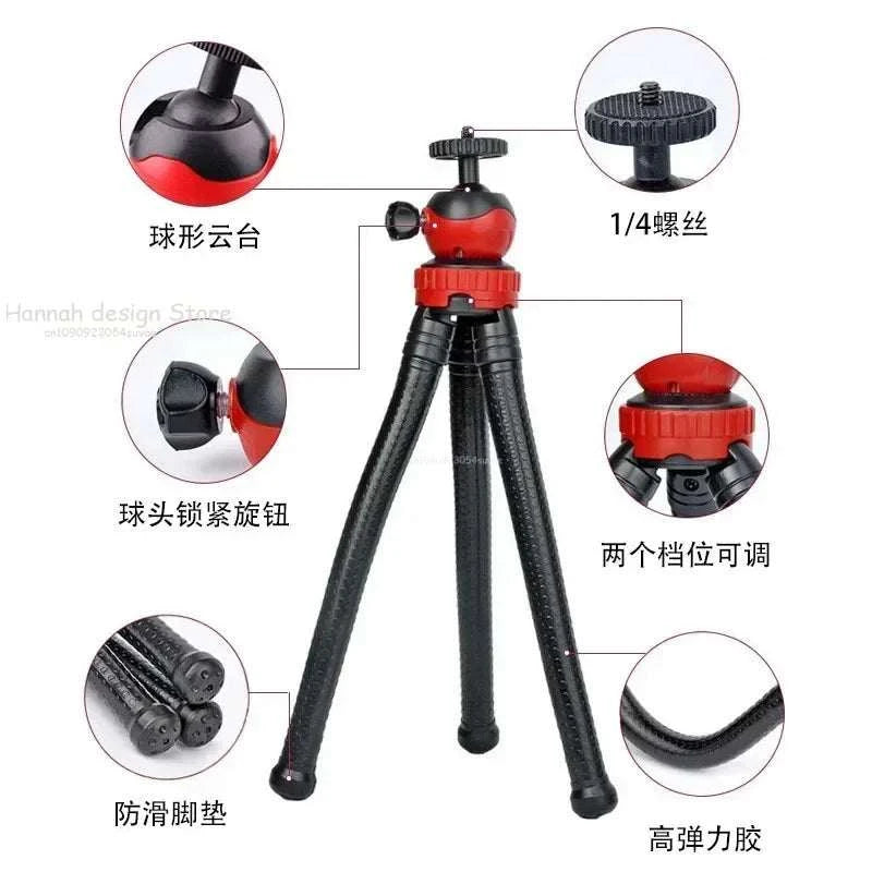 Flexible Octopus Tripod for Phone Camera DSLR 2in1 Design Tripod With Phone Holder Side Cold Shoe 1/4&