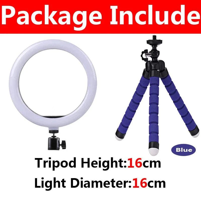 10" LED Selfie Ring Light Dimmable Led Photography RingLight With Tripod Mini Phone Stand for Tiktok Video Live Makeup Fill Lamp