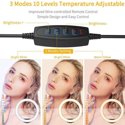 10 Inch LED Ring Light Photography Lighting Phone Ringlight With Tripod Stand Round Fill Lamp For Phone Live Video Selfie Lamp