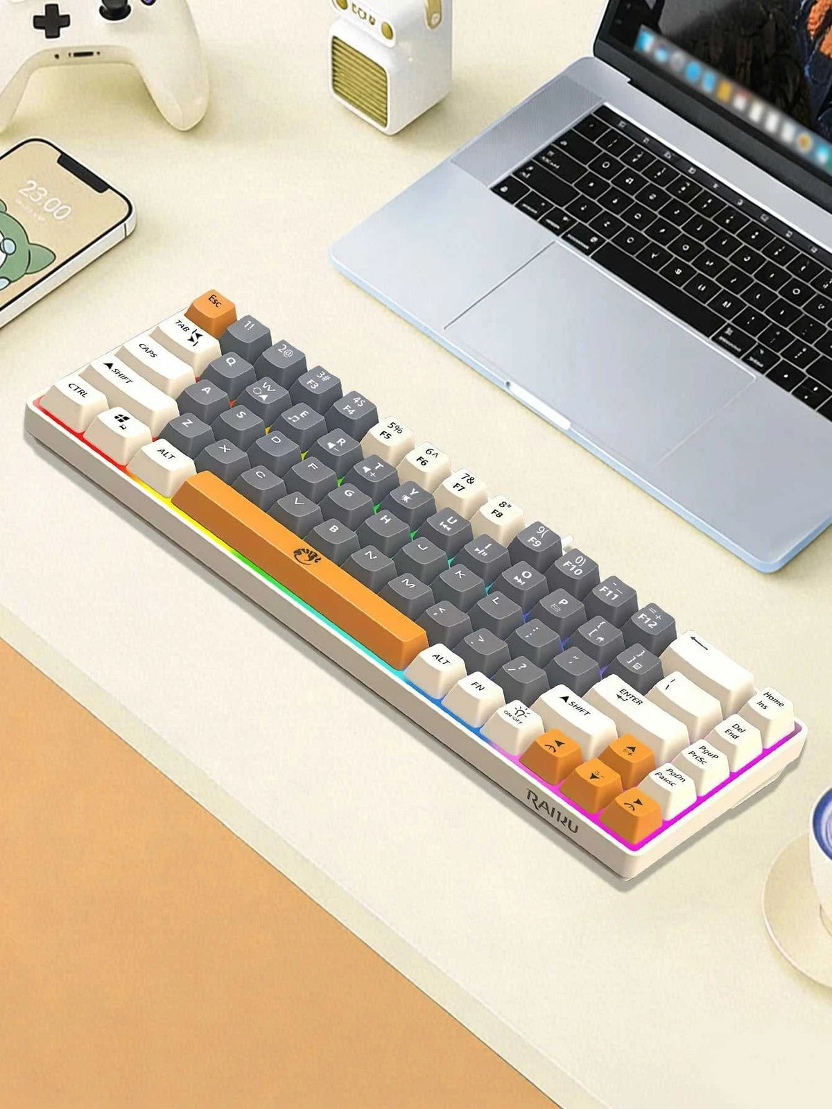 68-Key Mini Mechanical Usb Wired Gaming Keyboard, RGB Backlit Multi-Color, for Windows PC/Desktop/Laptops