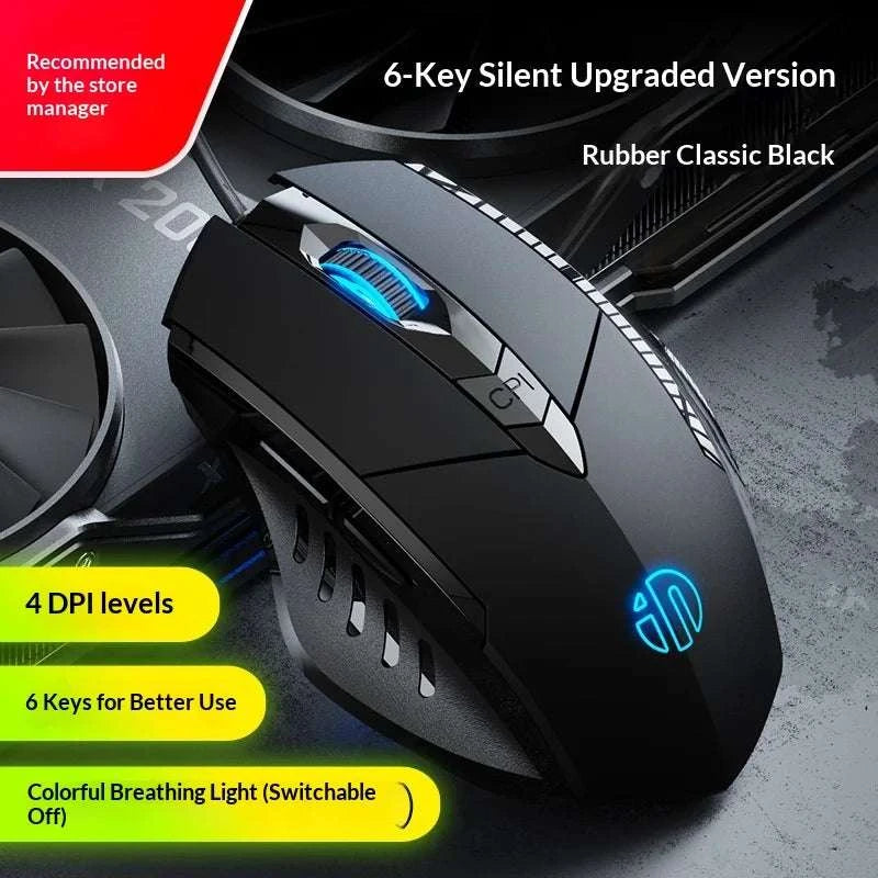 Hot Inphic Wired Mouse Pw1 Silent Ergonomic Colorful Breathing Light Gaming Mouse Six Button Business Office Mouse